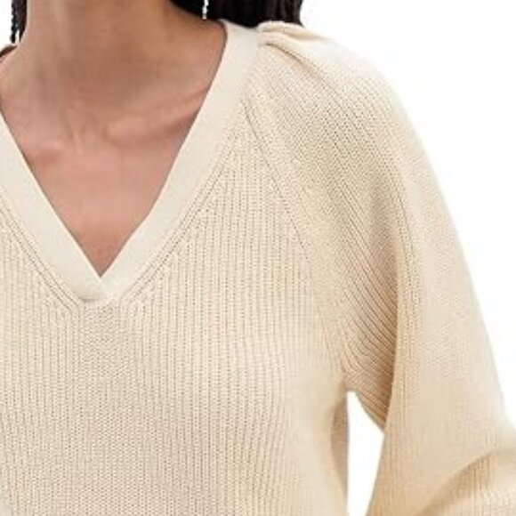 NWT - GAP Factory Textured Puff Sleeve Sweater | Size Large, Beige - Picture 2 of 13